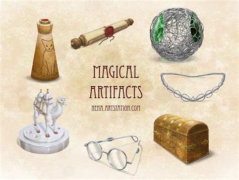 Collection of three artifacts with magical properties